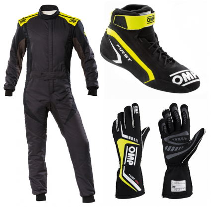OMP First Evo Anthracite/Yellow Racewear Package