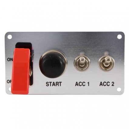 Grayston Aluminium Ignition Start Switch Panel c/w 2 Accessory Switches