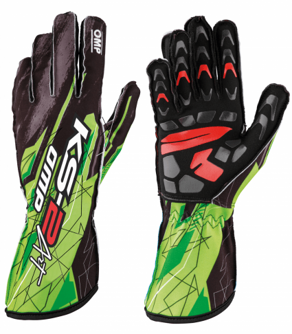 OMP  KS-2 ART Gloves Black/Fluo Green