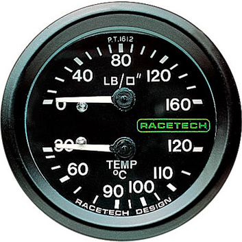 Racetech Dual Pressure and Temperature Gauge
