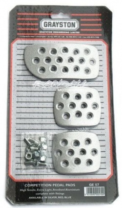 Competition Pedal Pads - Set Of 3 Plates Silver Anodised