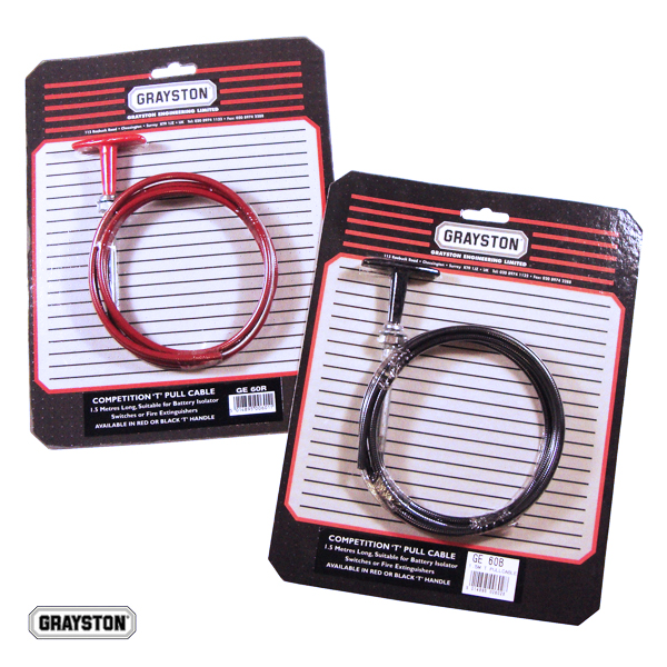 GE61R Competition ‘T’ Handle Pull Cables Red - 3m 