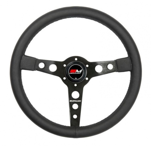 MOTAMEC Race Rally Steering Wheel Flat Spoke 350mm Black Suede Black Spoke Spoke