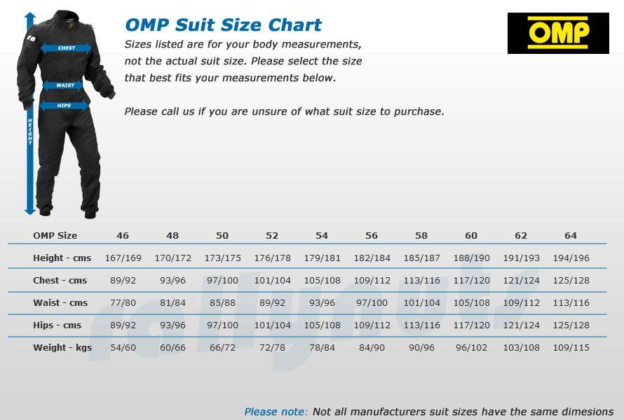 Omp Race Suit Size Chart | vlr.eng.br