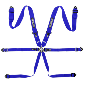 BRN0054B0B01 Sparco Competition H-3 Steel 6 Point Harness - Blue