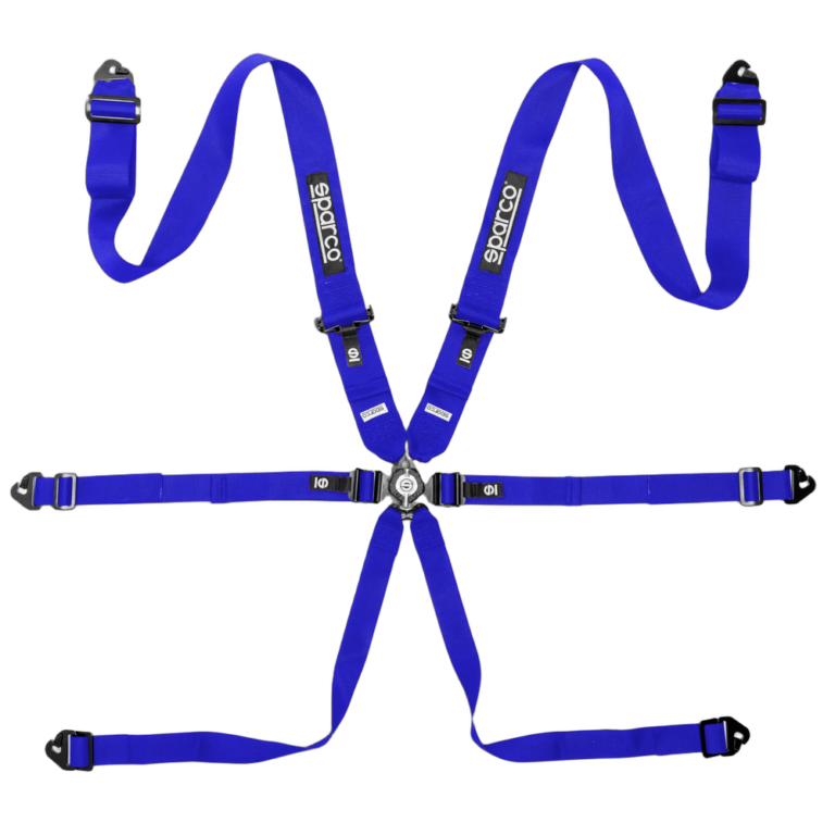 BRN0054B0B01 Sparco Competition H-3 Steel 6 Point Harness - Blue