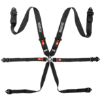 BRN0054B0K01 Sparco Competition H-3 Steel 6 Point Harness - Black
