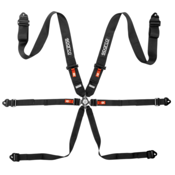 BRN0054B0K01 Sparco Competition H-3 Steel 6 Point Harness - Black