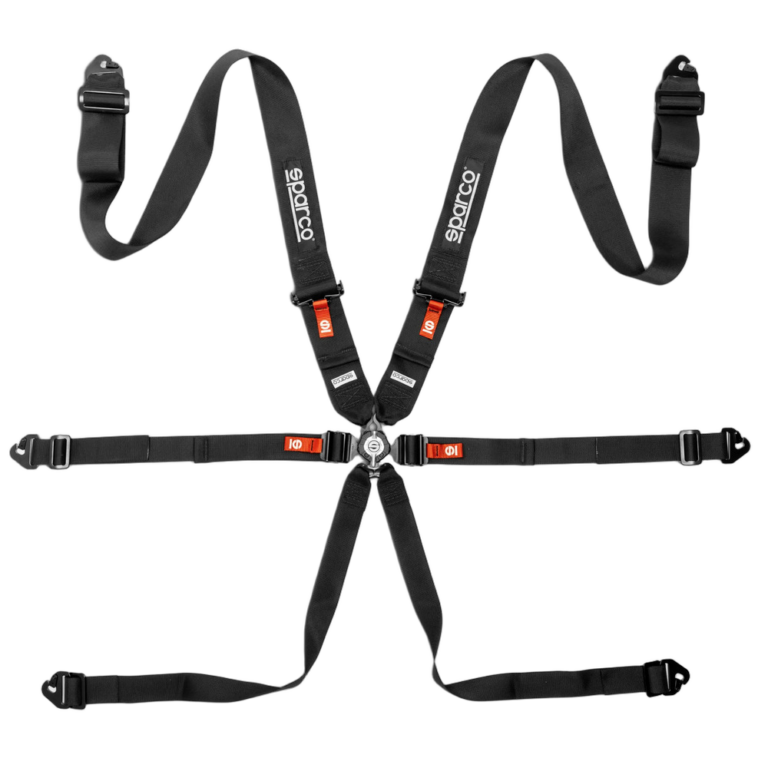 BRN0054B0K01 Sparco Competition H-3 Steel 6 Point Harness - Black