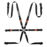 BRN0081B0K01 Sparco Competition H-2 PU 6 Point Harness - Black