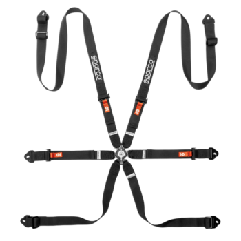 BRN0081B0K01 Sparco Competition H-2 PU 6 Point Harness - Black