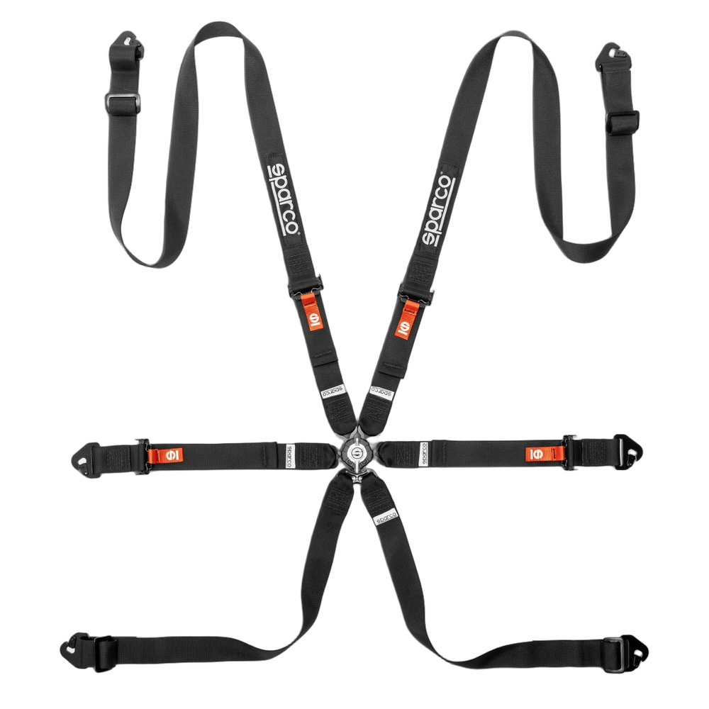 BRN0081B0K01 Sparco Competition H-2 PU 6 Point Harness - Black