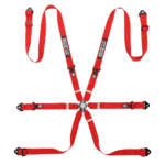 BRN0081B0R01 Sparco Competition H-2 PU 6 Point Harness - Red