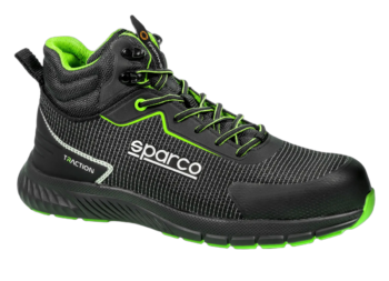BTB0029B0K15 Sparco Traction Naoki Safety Shoes - Black White Green - 01