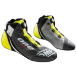 OMP One Evo X R Race Boots - Black/Silver/Fluro Yellow