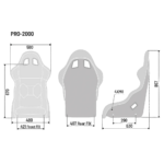 Sparco Martini Racing Pro 2000 QRT Fibreglass Seats - Dimensions