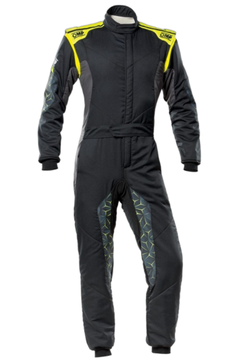 OMP Tecnica Hybrid Race Suit - Black / Fluo Yellow