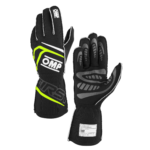 OMP First Race Gloves - Black/Fluro Yellow