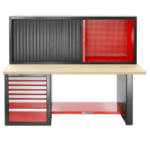 Facom Heavy-duty workbench 2182 mm - 7 drawers - wooden worktop - low version and shutter cabinet JLS2-2MW7DSCL