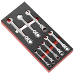 Facom Inch hinged ratchet combination wrench set in foam module MODM.467FJU8