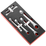 Facom Inch straight ratchet ring wrenches in foam module MODM.65JU6