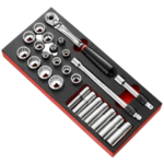 Facom 1/2 locking ratchet - inch sockets in foam module MODM.SL2U