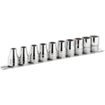 Facom 13-piece 1/4 metric 6-point sockets set on rack R.40E