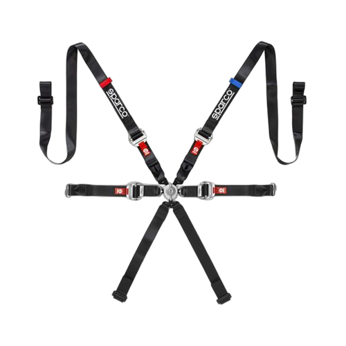 spa04825hal Sparco Pro H-9 Plus Ultralight 6 Point FHR Harness Black - Image 1
