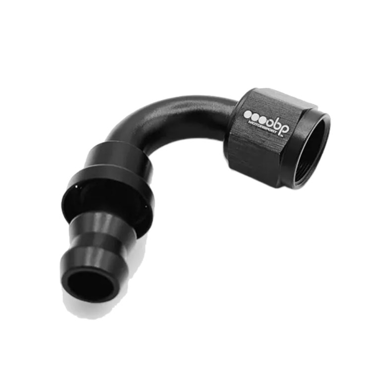OBP 120 Degree Push Lock Fuel Hose End Fitting - Black 02