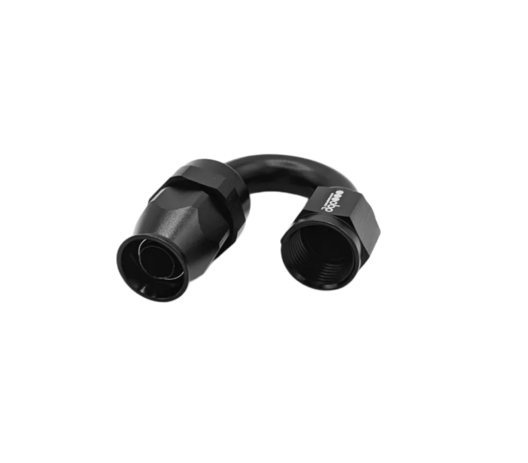 OBP 180 Degree PTFE Fuel Hose End Fitting - Black 02