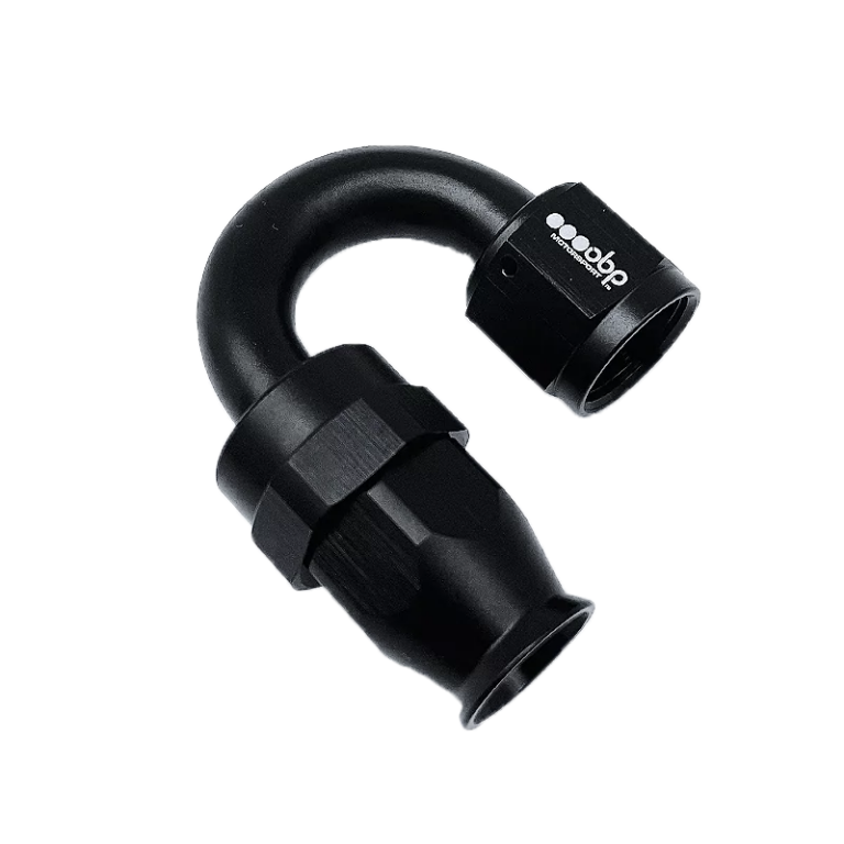 OBP 180 Degree PTFE Fuel Hose End Fitting - Black