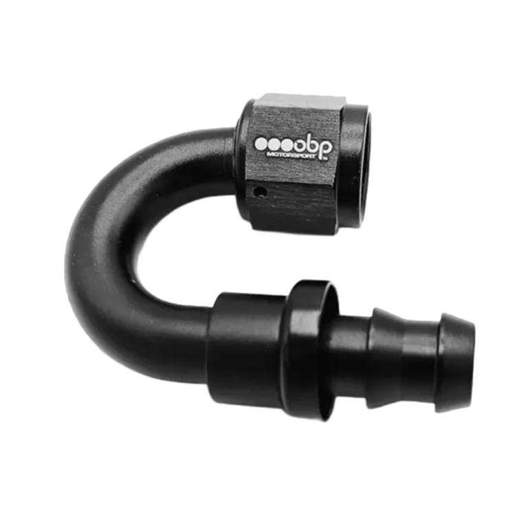 OBP 180 Degree Push Lock Fuel Hose End Fitting - Black 02