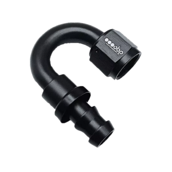 OBP 180 Degree Push Lock Fuel Hose End Fitting - Black