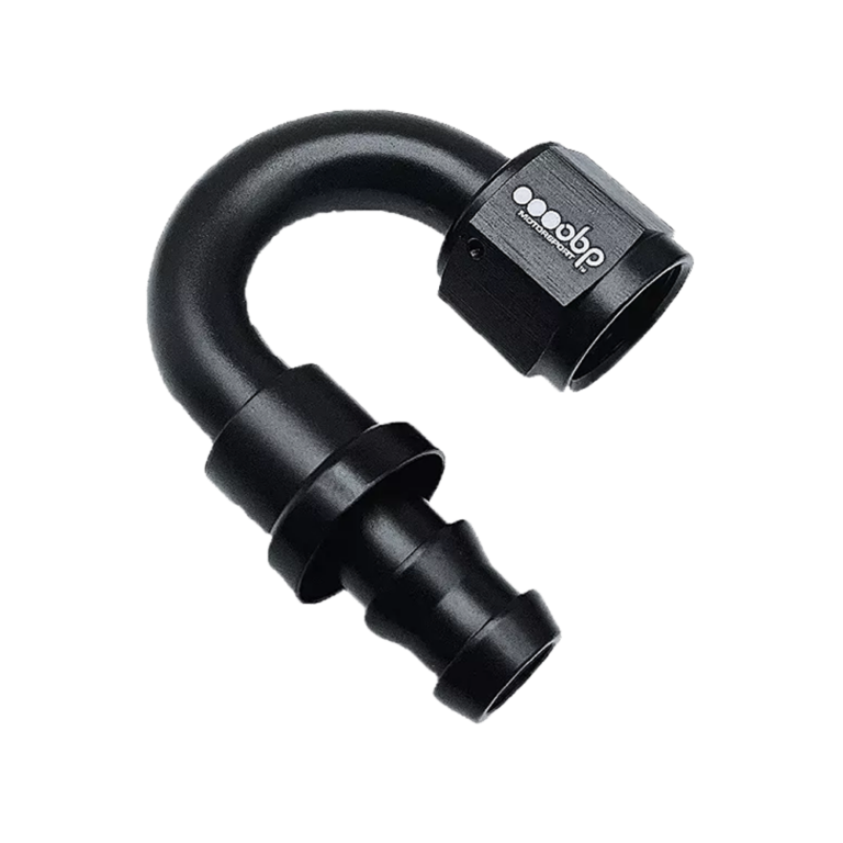 OBP 180 Degree Push Lock Fuel Hose End Fitting - Black