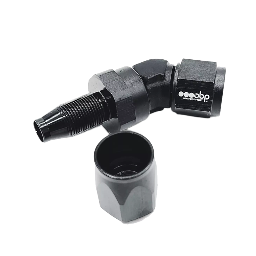 OBP 45 Degree CPE Forged Fuel Hose End Fitting - Black 02
