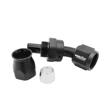 OBP 45 Degree PTFE Fuel Hose End Fitting - Black 02