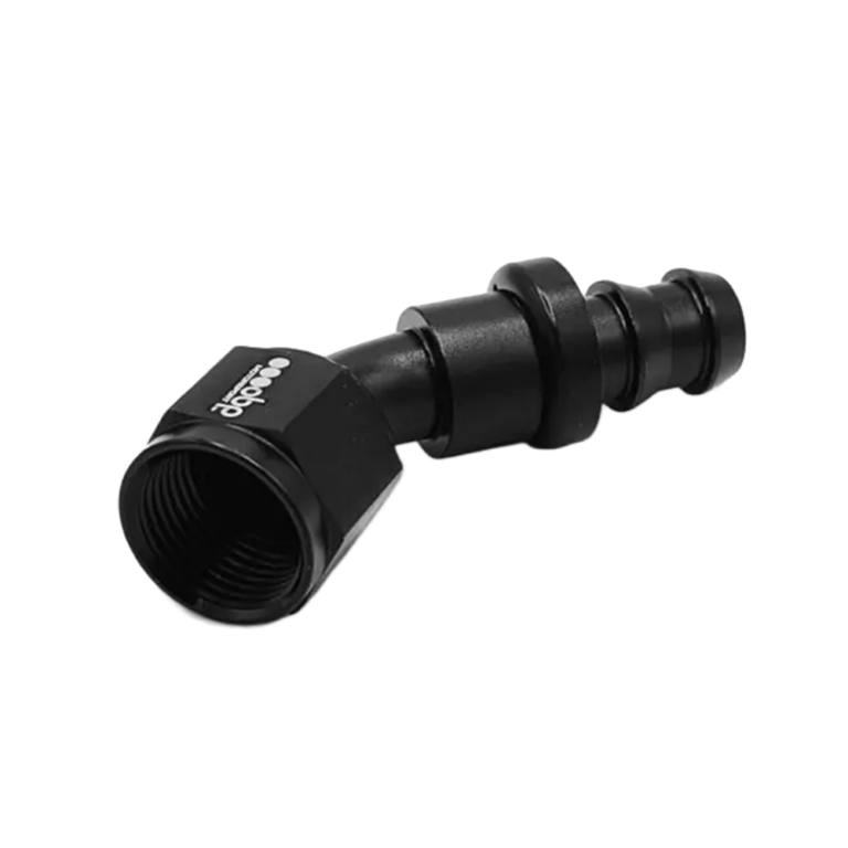 OBP 45 Degree Push Lock Fuel Hose End Fitting - Black 02