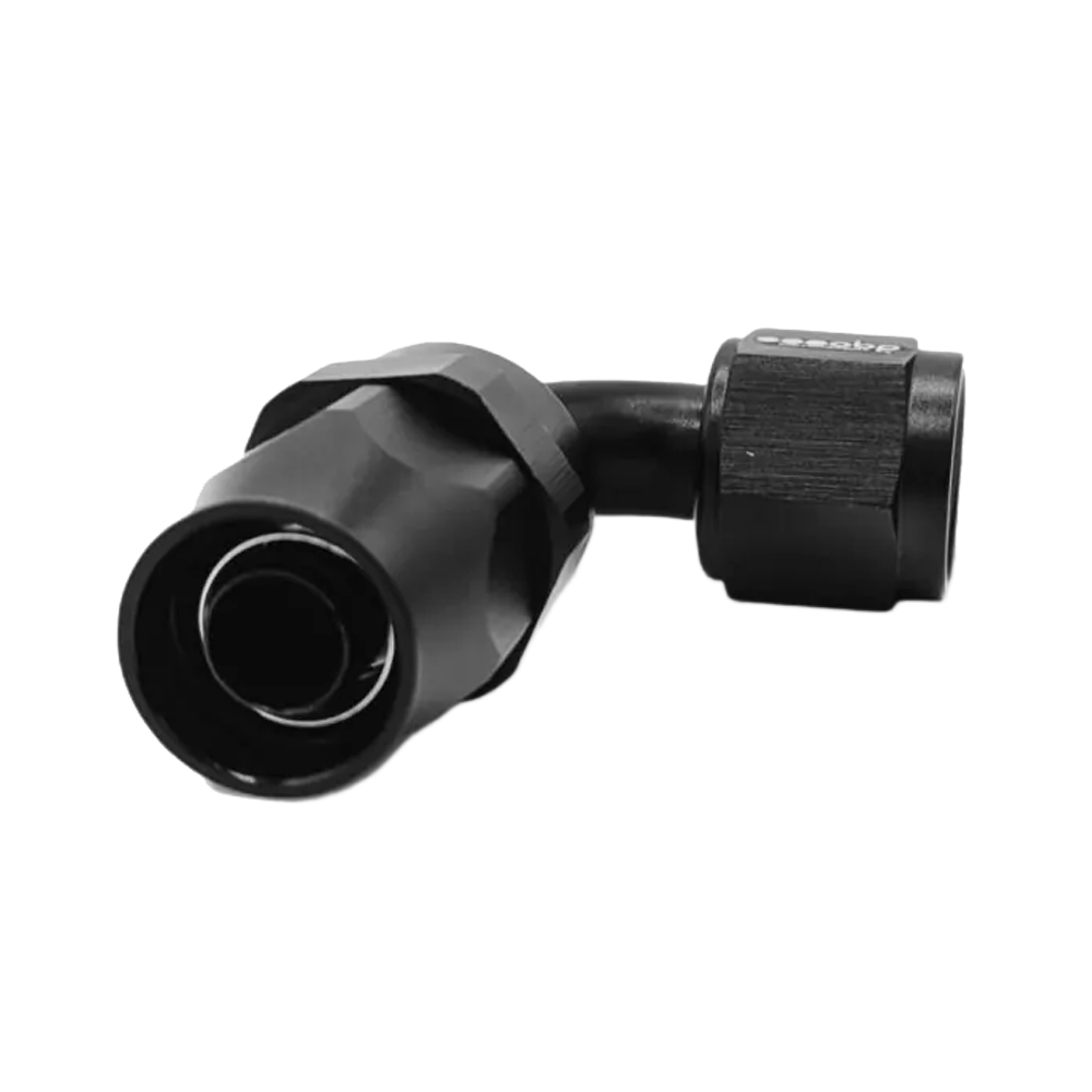 OBP 90 Degree PTFE Fuel Hose End Fitting - Black 02