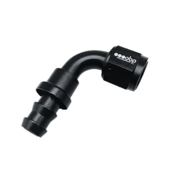 OBP 90 Degree Push Lock Fuel Hose End Fitting - Black