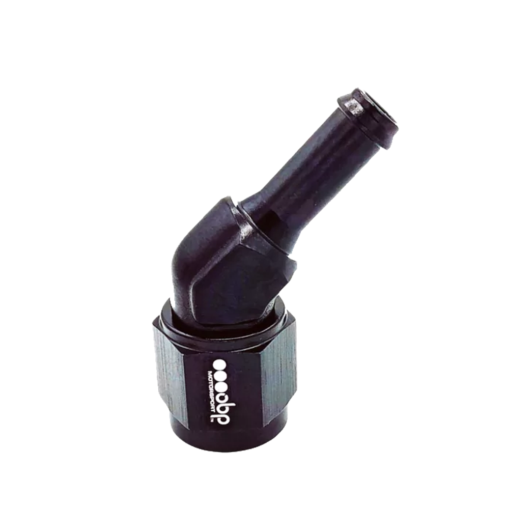 OBP AN / JIC Female to Barbed Adaptor - 45 Degree - Black