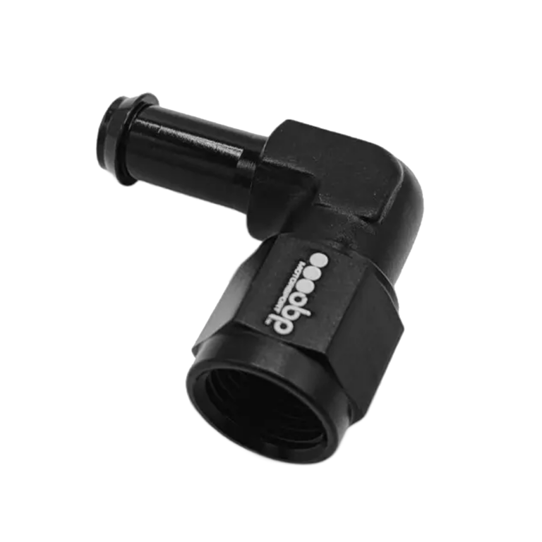 OBP AN / JIC Female to Barbed Adaptor - 90 Degree - Black 02