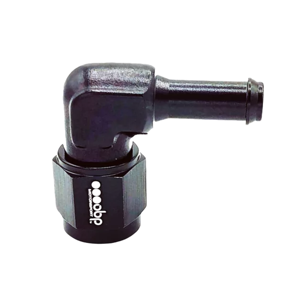 OBP AN / JIC Female to Barbed Adaptor - 90 Degree - Black