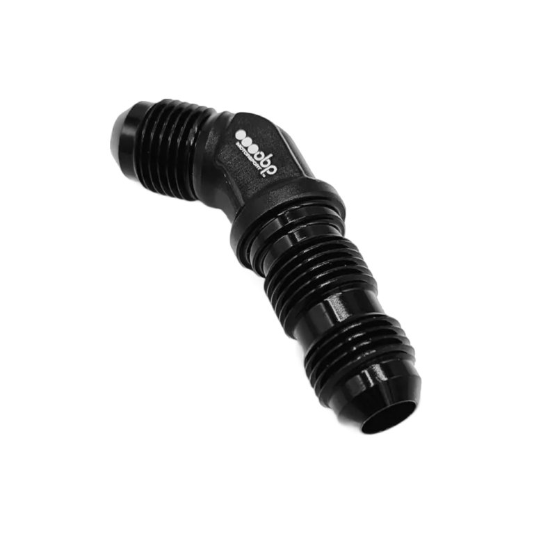 OBP AN / JIC Male Bulkhead 45 Degree Elbow Fuel Hose Adaptor - Black 02