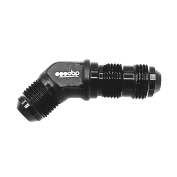 OBP AN / JIC Male Bulkhead 45 Degree Elbow Fuel Hose Adaptor - Black