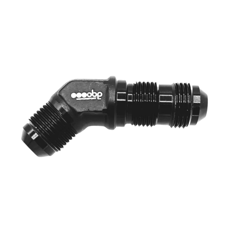 OBP AN / JIC Male Bulkhead 45 Degree Elbow Fuel Hose Adaptor - Black