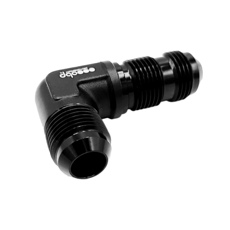 OBP AN / JIC Male Bulkhead 90 Degree Elbow Fuel Hose Adaptor - Black 02