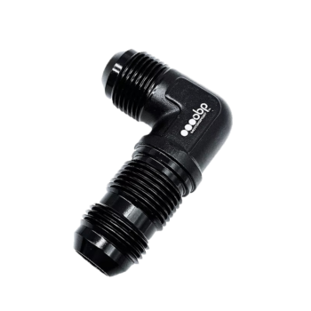 OBP AN / JIC Male Bulkhead 90 Degree Elbow Fuel Hose Adaptor - Black
