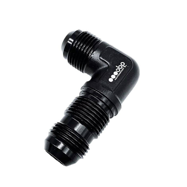 OBP AN / JIC Male Bulkhead 90 Degree Elbow Fuel Hose Adaptor - Black