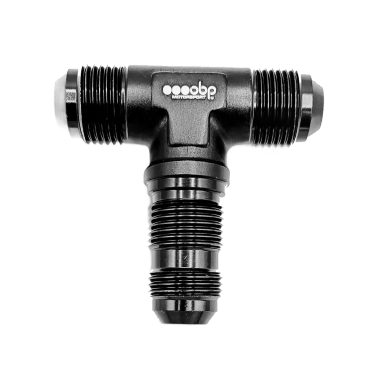 OBP AN / JIC Male Bulkhead Tee Piece Fuel Hose Adaptor - Black 02