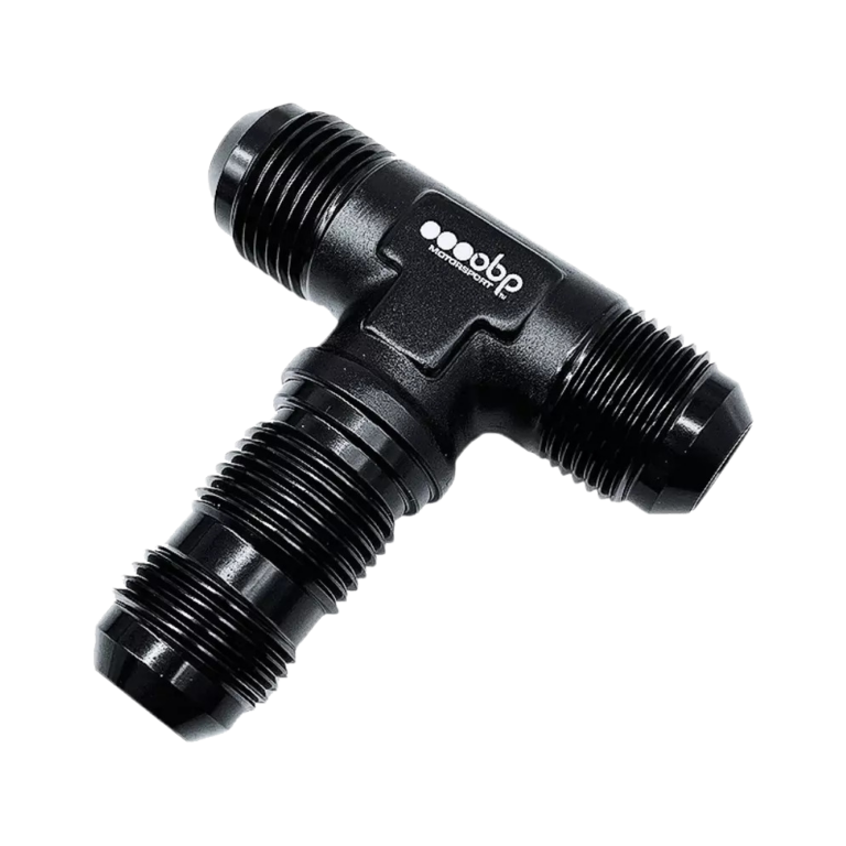 OBP AN / JIC Male Bulkhead Tee Piece Fuel Hose Adaptor - Black
